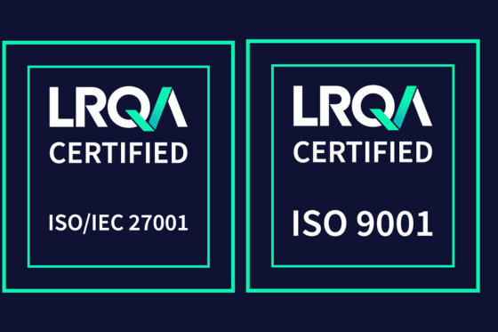 Twee logo’s van ISO/IEC 27001 en ISO 9001